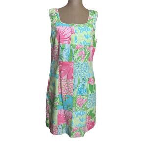 Lilly Pulitzer Vintage Wide Strap Pastel Mini Shift Dress size 8
